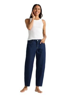 Tapered jeans i bomullsdenim med vr
