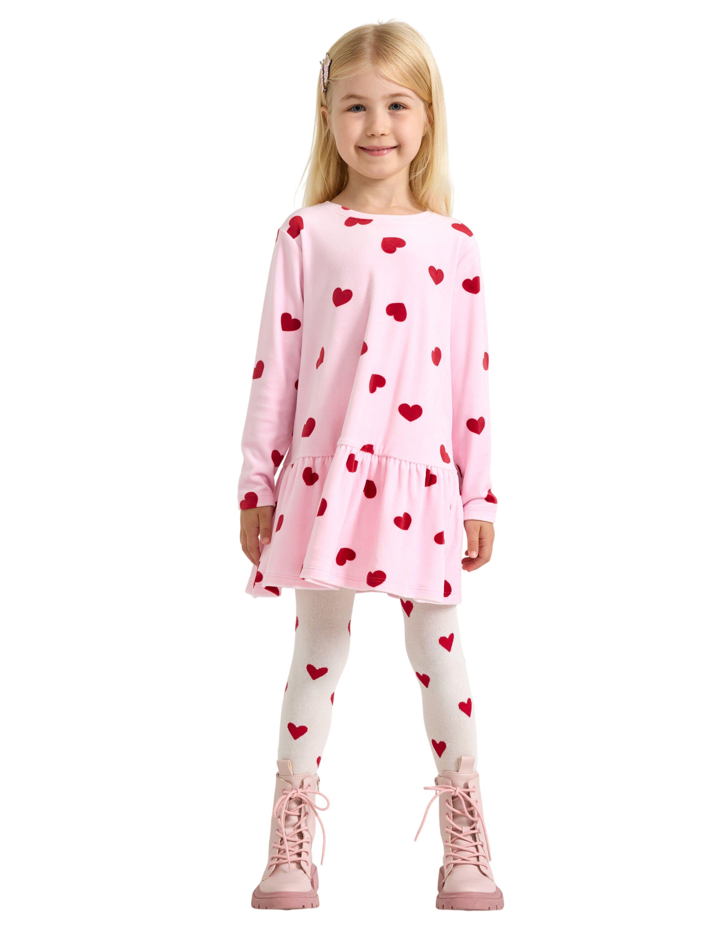 Top long velour hearts AOP