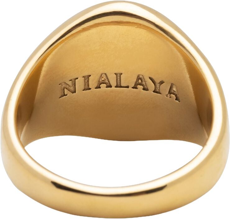 Men's Stainless Steel Lion Crest Ring with Gold Plating