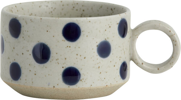 GRAINY tea cup w. handle, sand/dark blue
