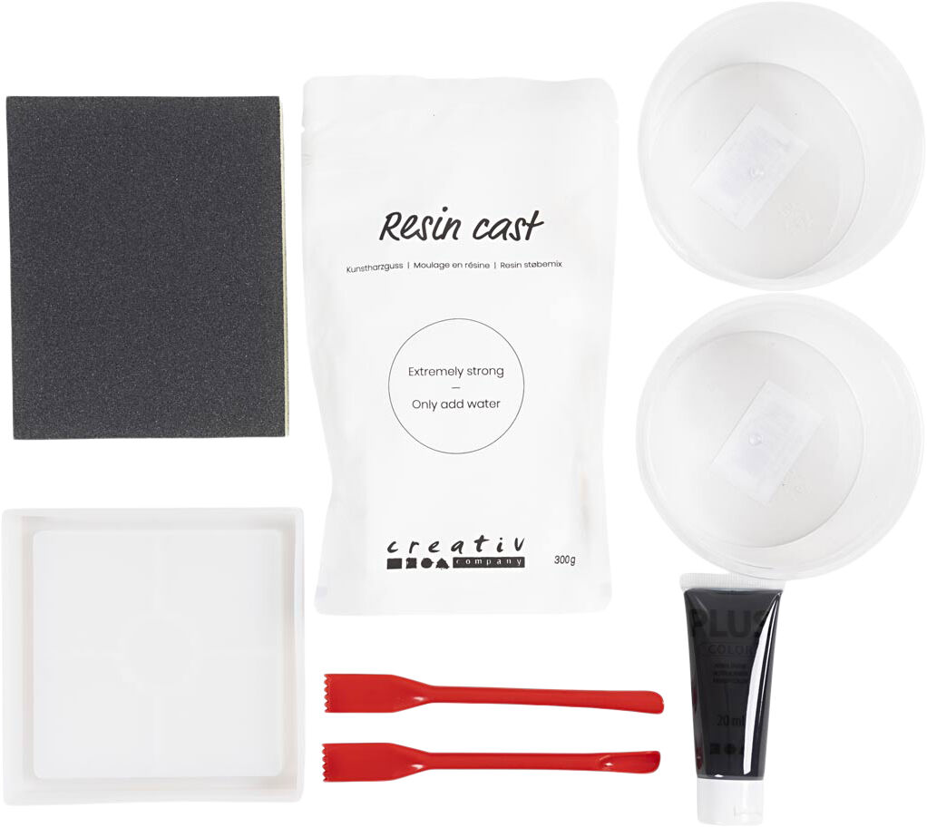 DIY Kit Resin St&oslash;bning, Firkantet bakke med terrazzo