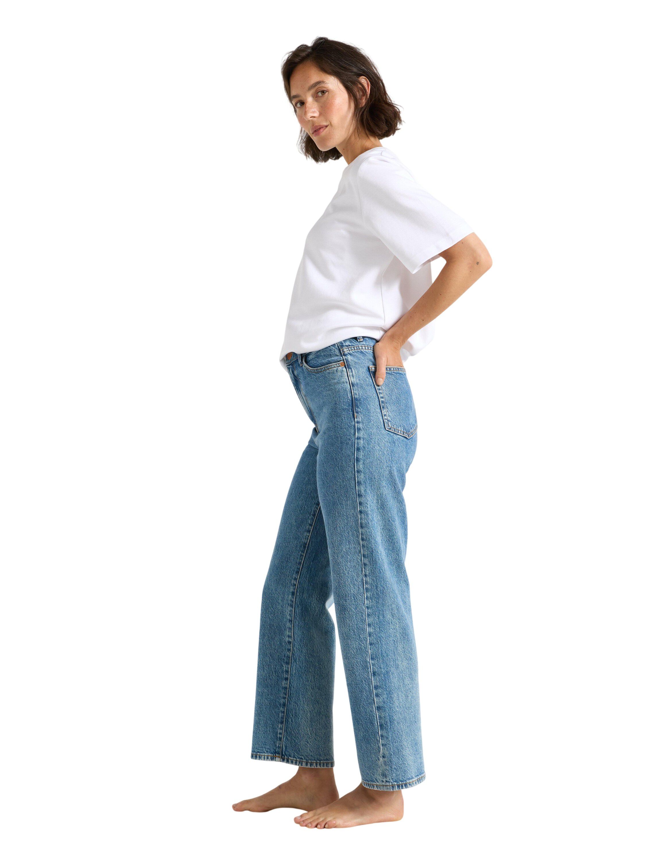 High waist jeans in cotton denim wi