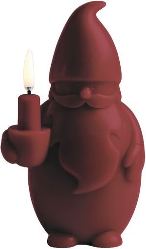 LED candle Santa Claus, Carmine red, Smooth, 10x17 cm