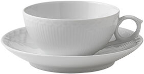 White Fluted Half Lace tekopp och fat 20 cl