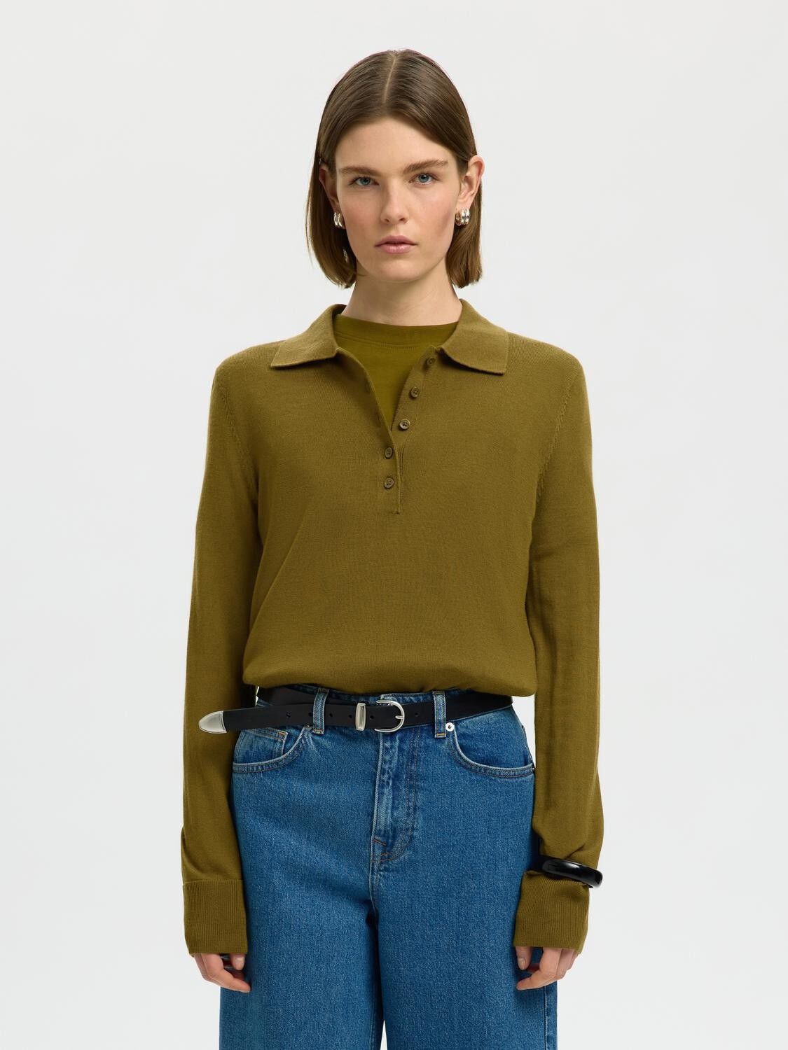 SLWTHEA LS KNIT MERINO COLLAR NECK