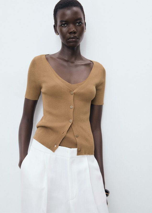 COTTON BLEND RIBBED SWEATER. -- ORQUIDEA
