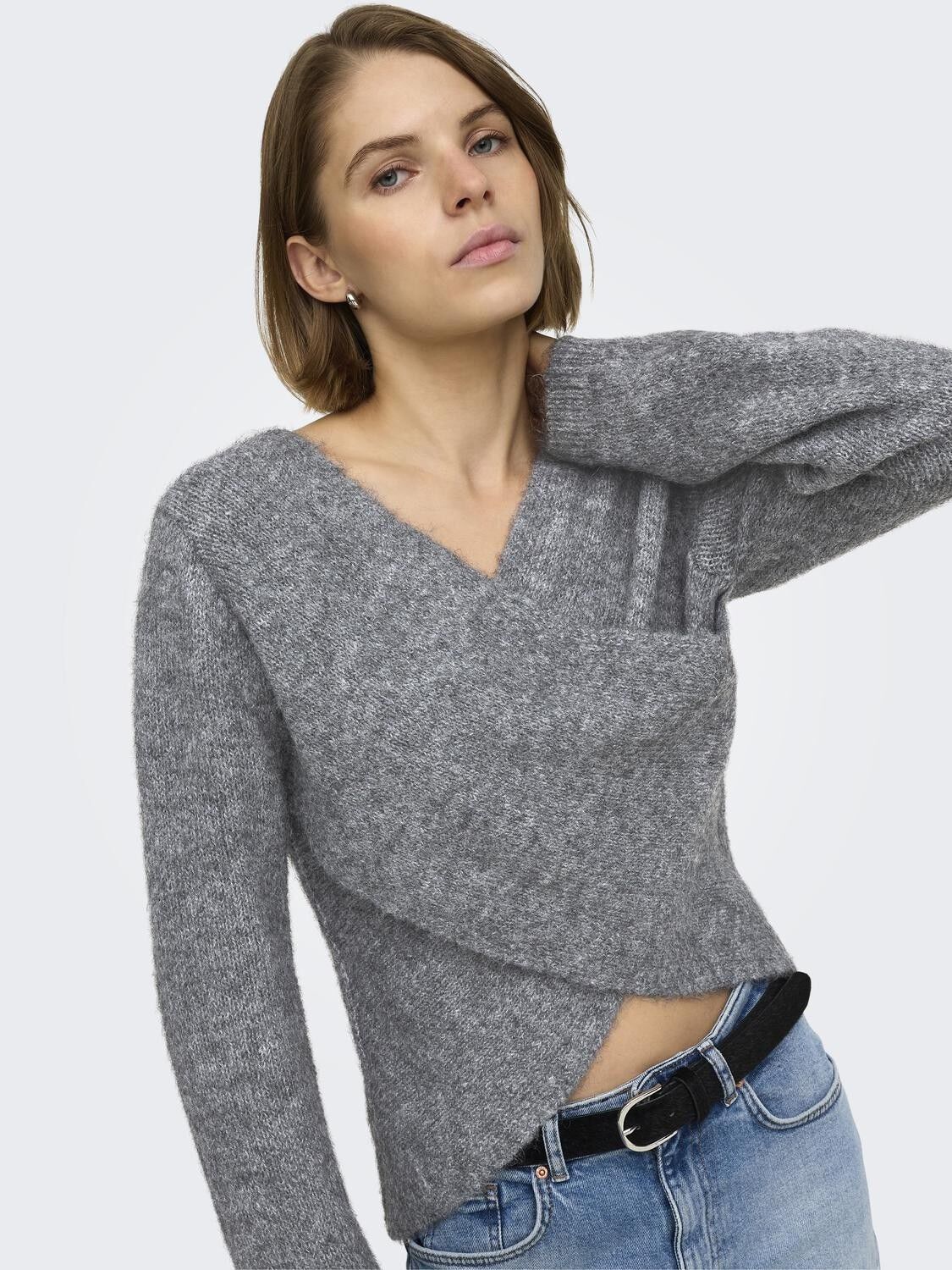 Onlmaggie Ls Cross V-Neck Cc Knt
