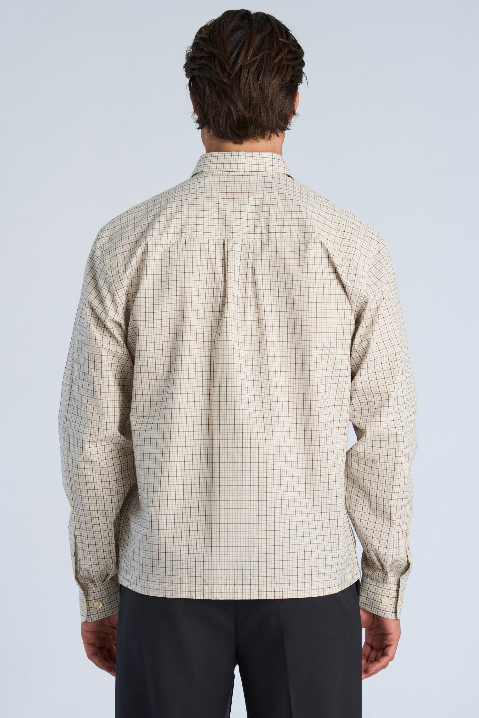 Plain check cropped shirt L/S