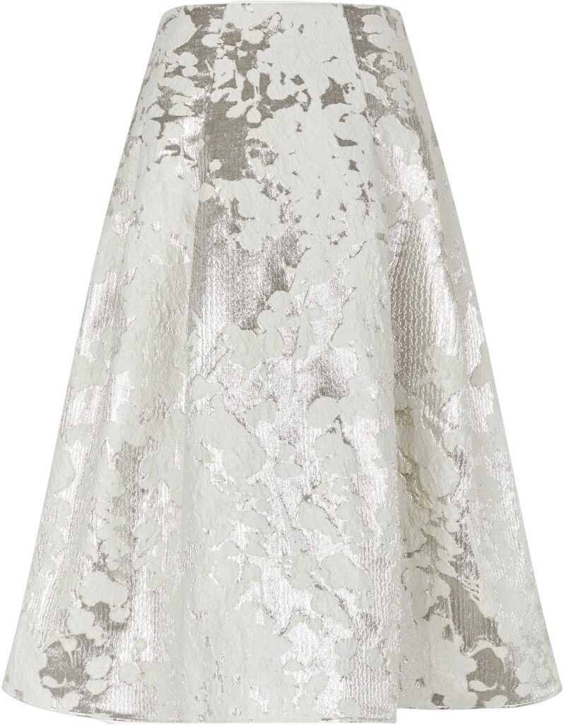 2461 Metallic Woven jacquard, Voluminous Midi Skirt