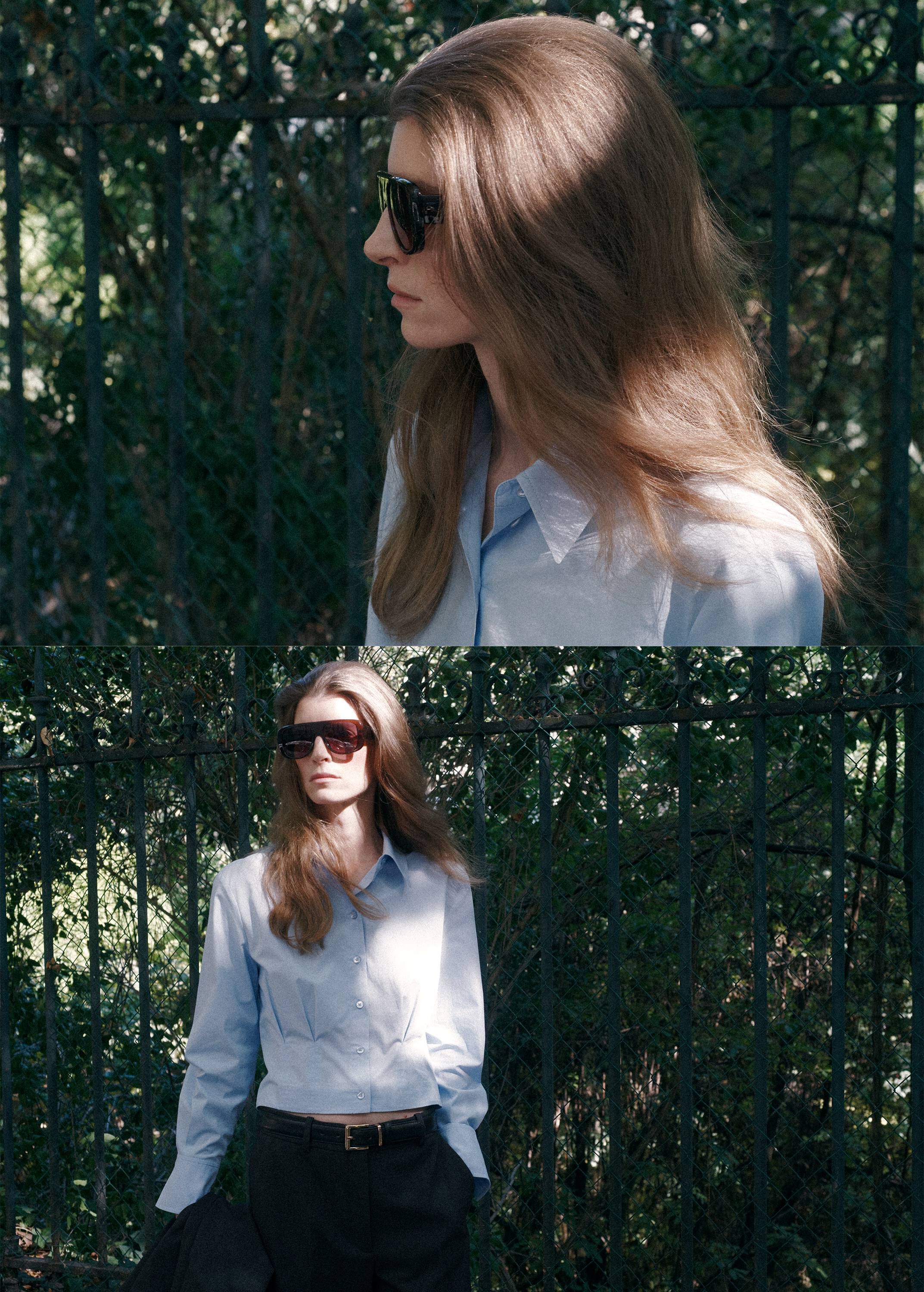 Pleated cotton shirt