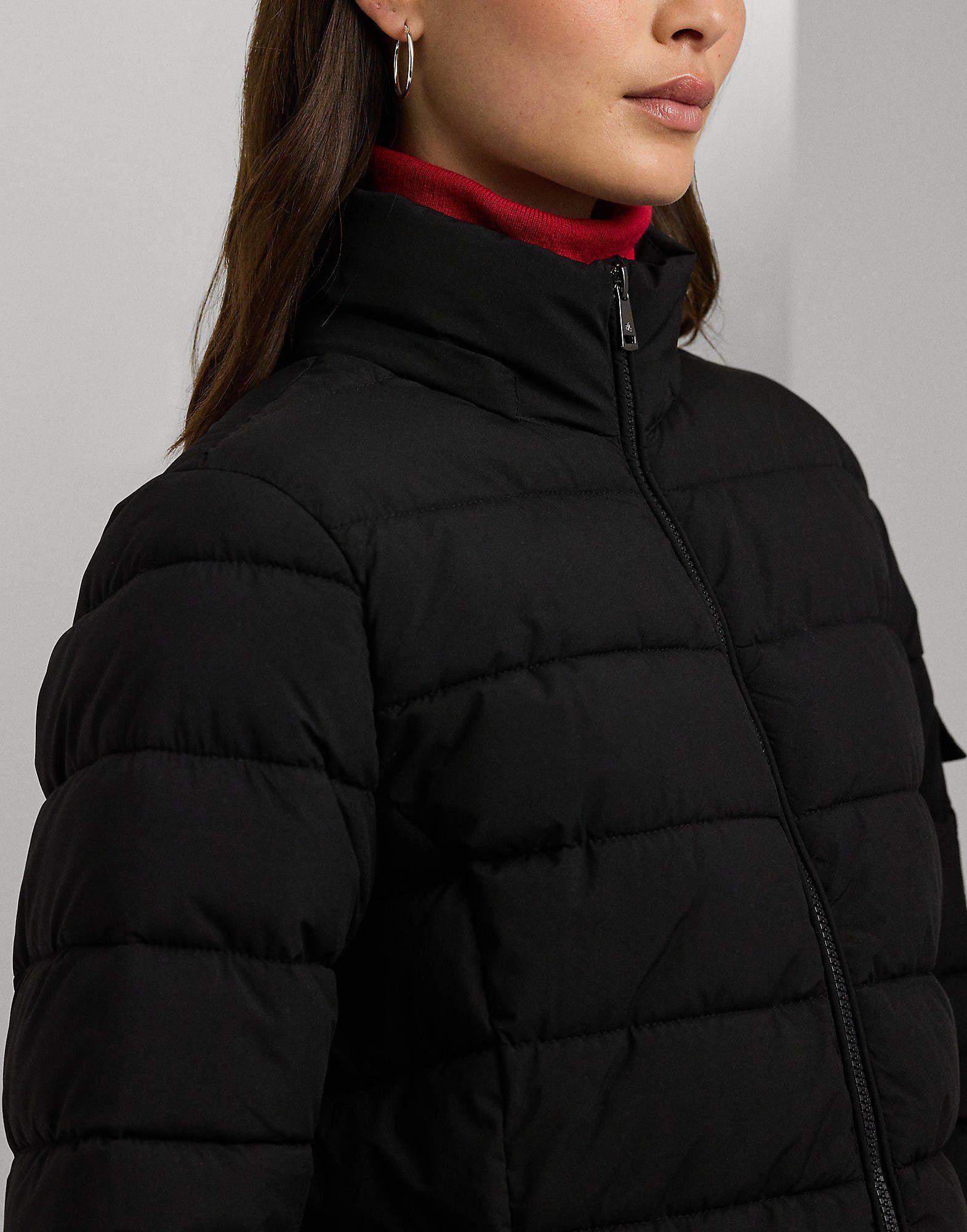 Faux-Fur-Trim Quilted Hooded Coat