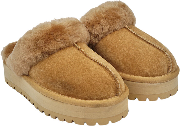 ROBSON - CALF SUEDE MULES WITH SHEARLING
