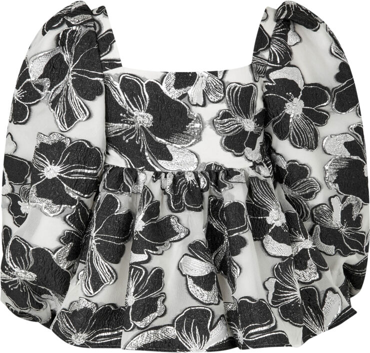 Square Neck Long Sleeve Top, 1608 Organza Jacquard