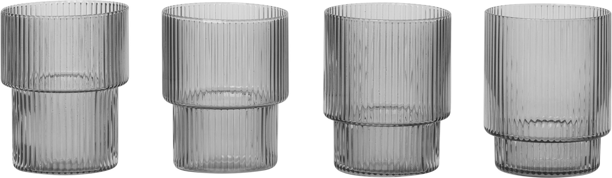 Ripple Glasses - Set of 4 - Smoked Grey