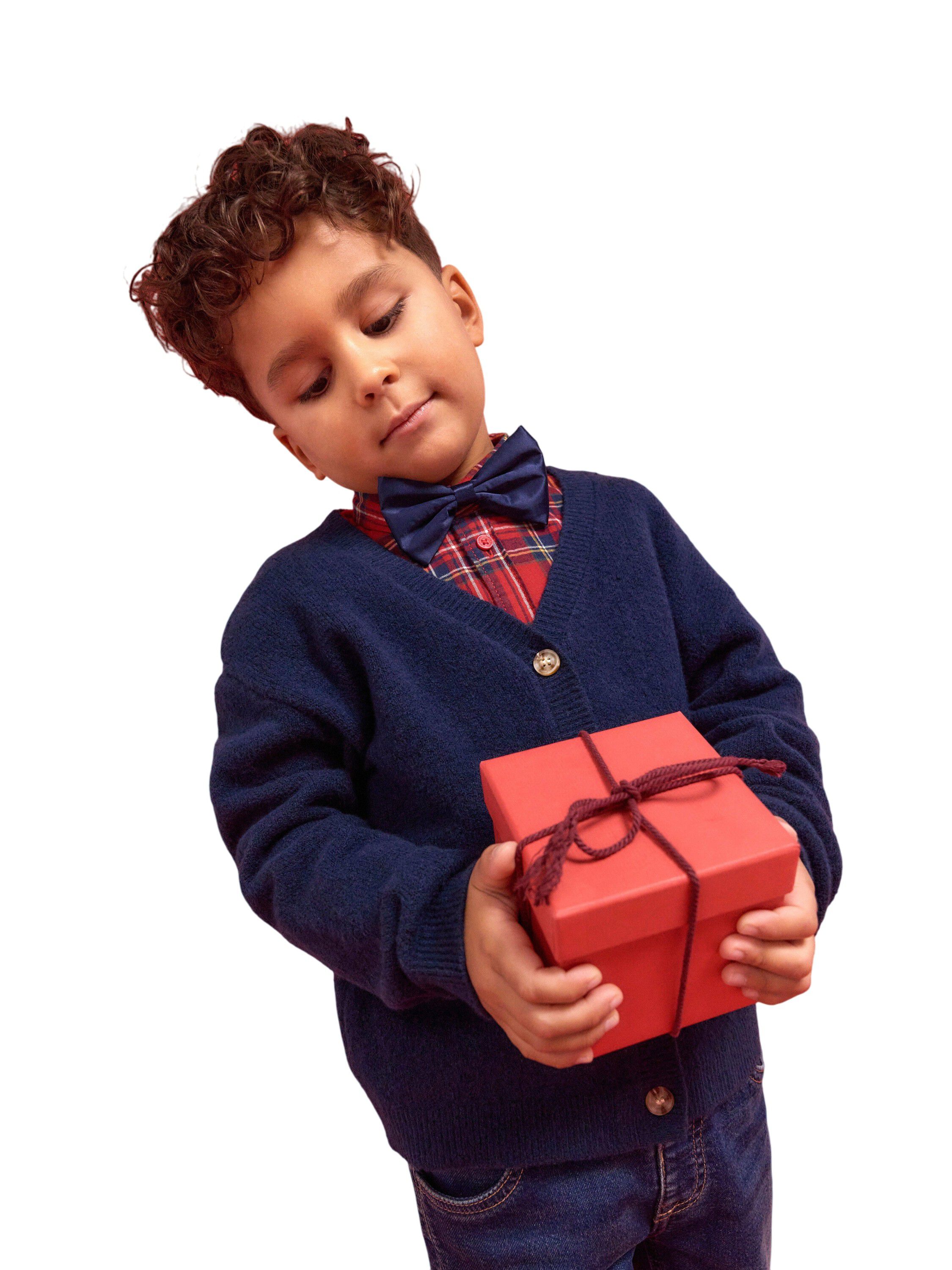 Strikket cardigan i bl&oslash;d bomuldsbla