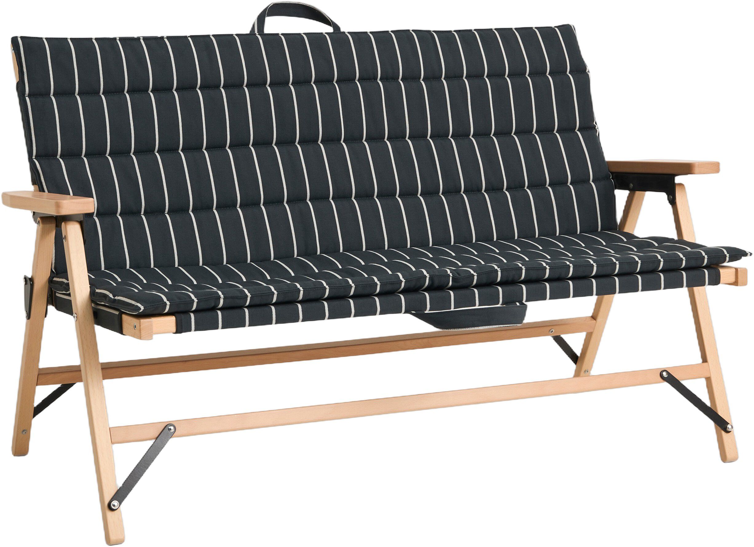 Outdoor Market Sofa Cushion - Black with beige stripe -