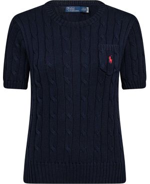 Cable-Knit Cotton Short-Sleeve Sweater