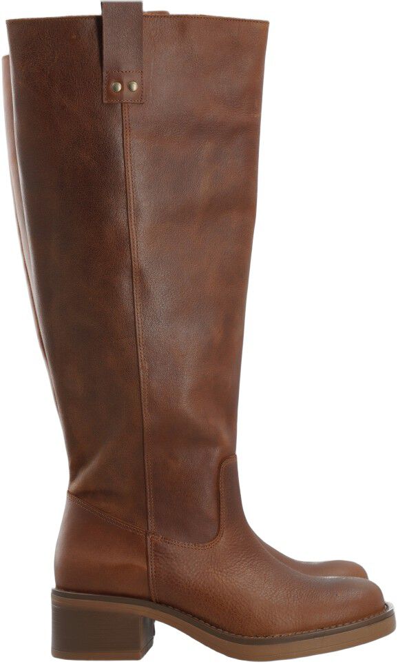 BIAMARY Knee High Pull On Boot Pull Up Leather