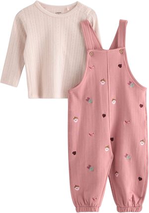 Set Top Dungarees w emb