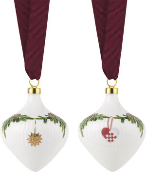 Stjerne Riflet Jul ornament sæt, 8,5 cm. , 2 stk.