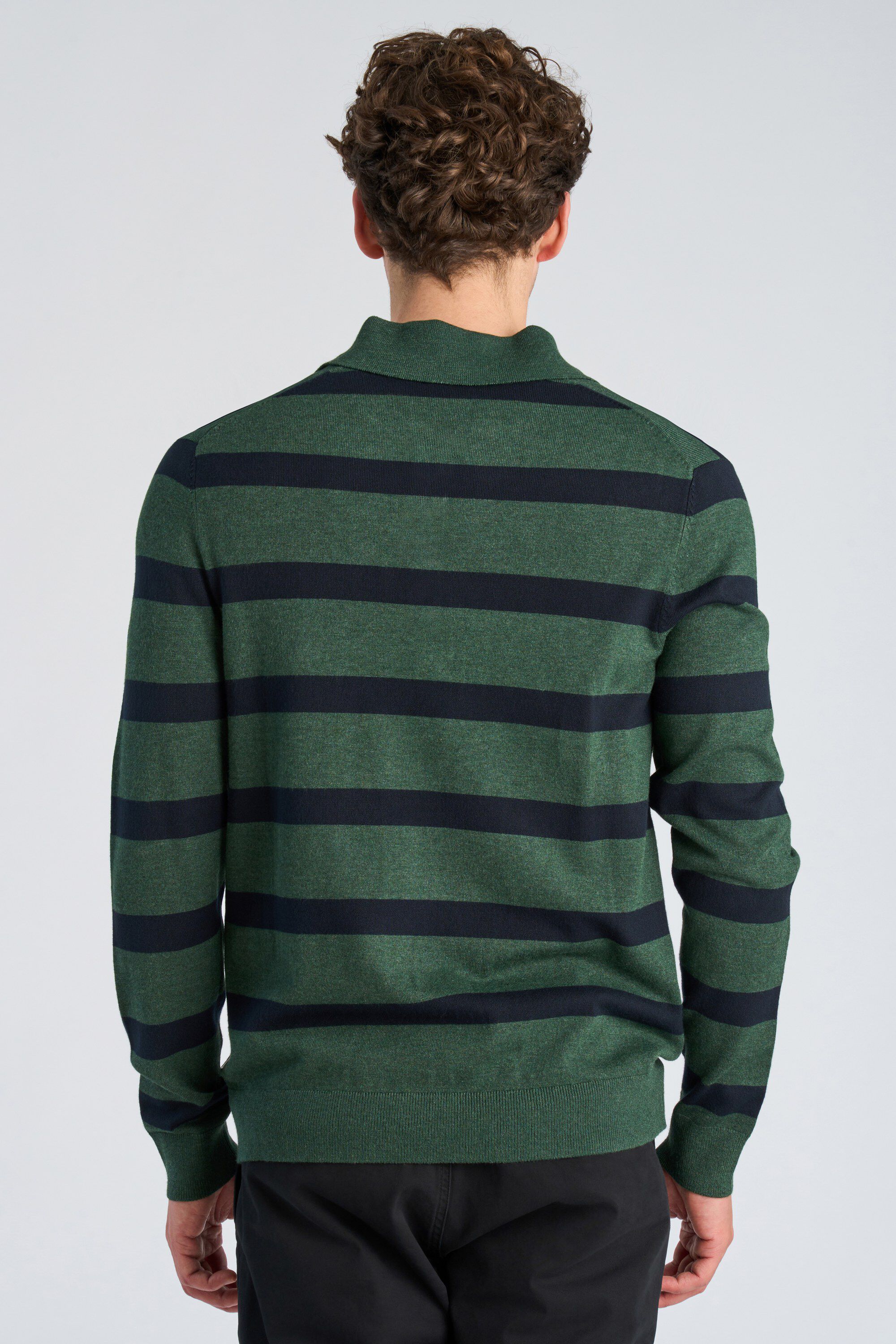 Ecovero striped L/S polo