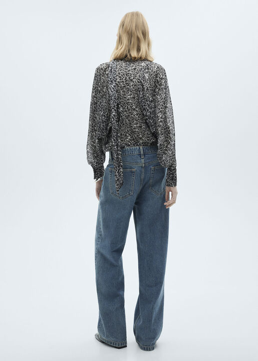 Leopard-print blouse with collar an
