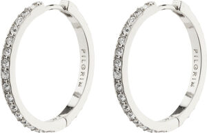 EBNA large crystal hoops silver-plated