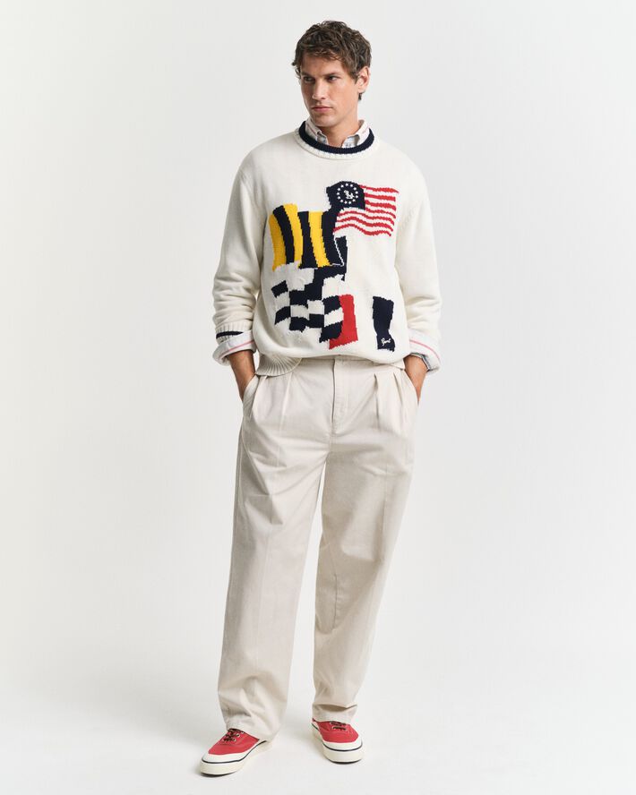 FLAG INTARSIA COTTON C-NECK
