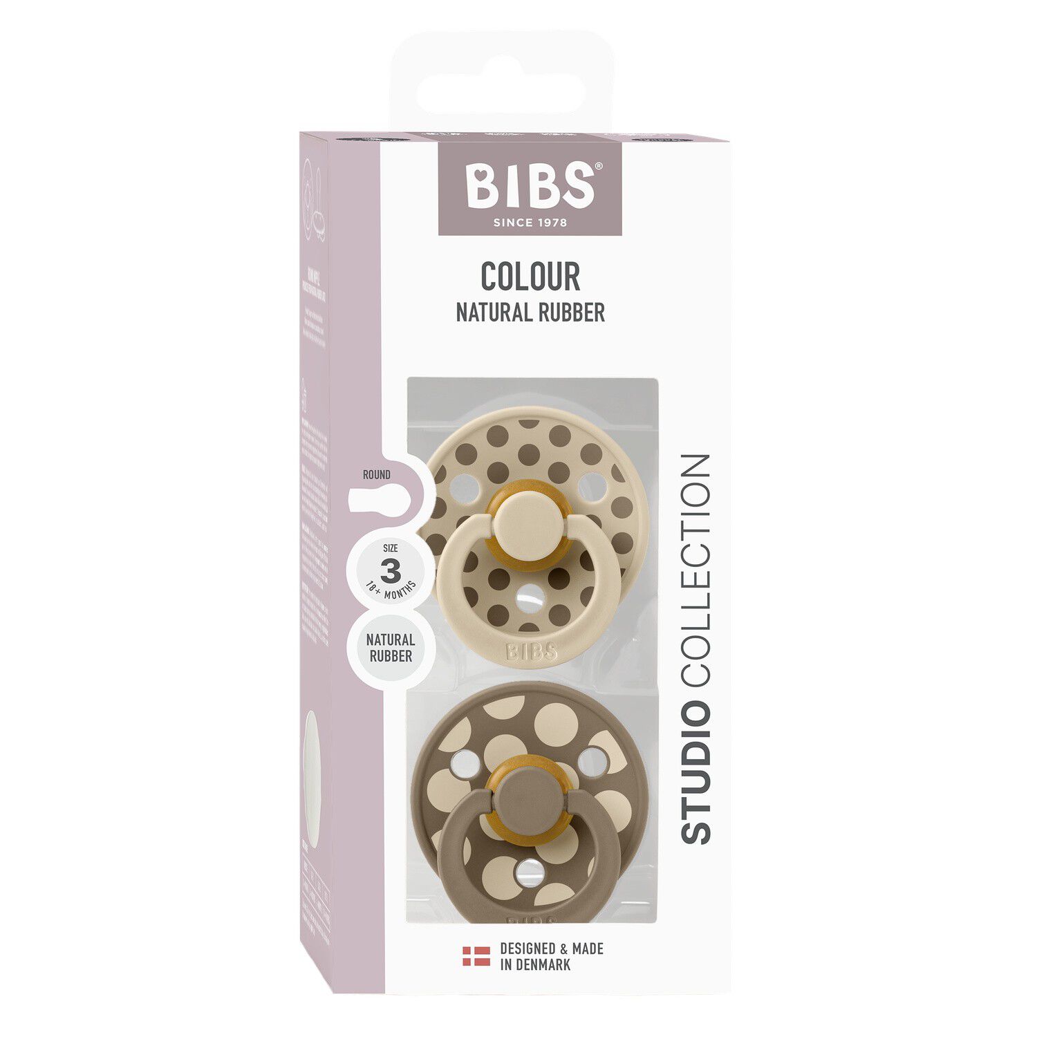 BIBS Pacifier Studio Colour 2 PACK Polka Mix Latex Size 3 Va