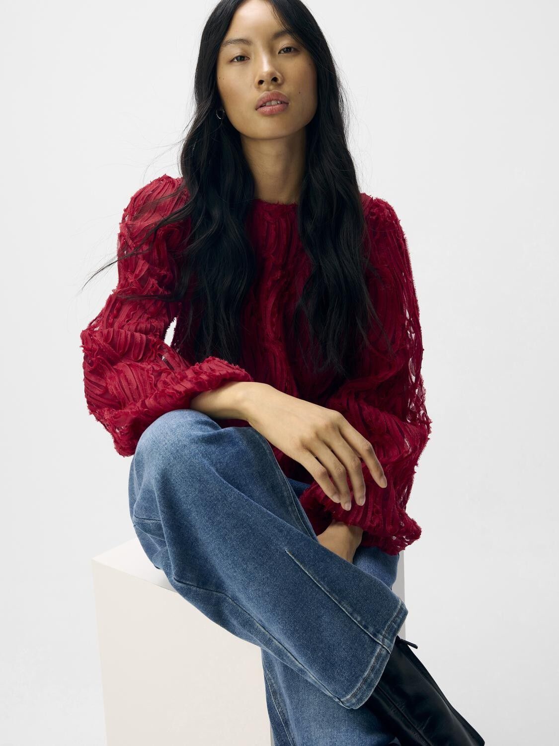 OBJLUCIE L/S RE O-NECK TOP NOOS