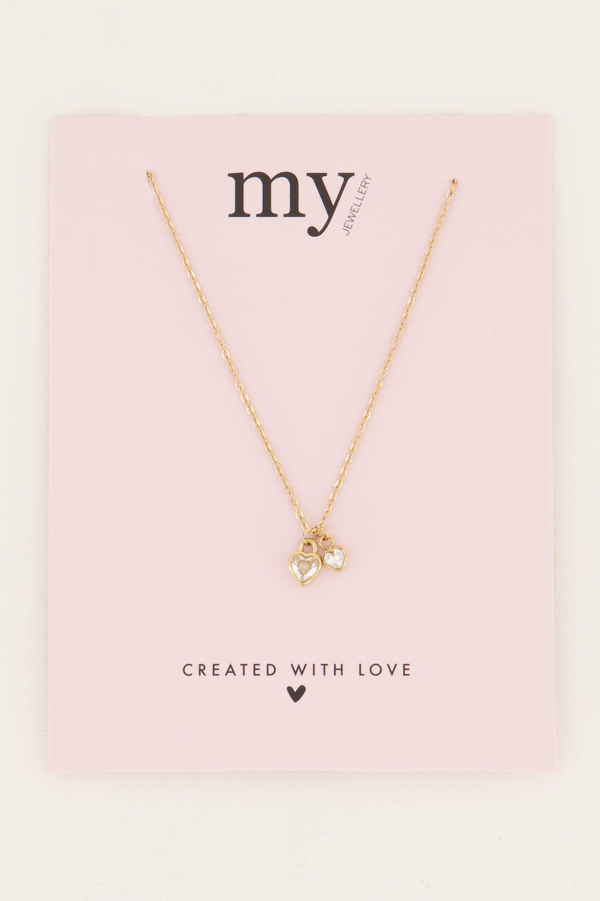 Two rhinestone heart necklace