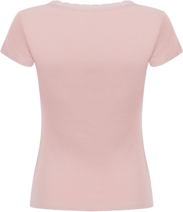 PJ SS RIB LACE CONTRAST