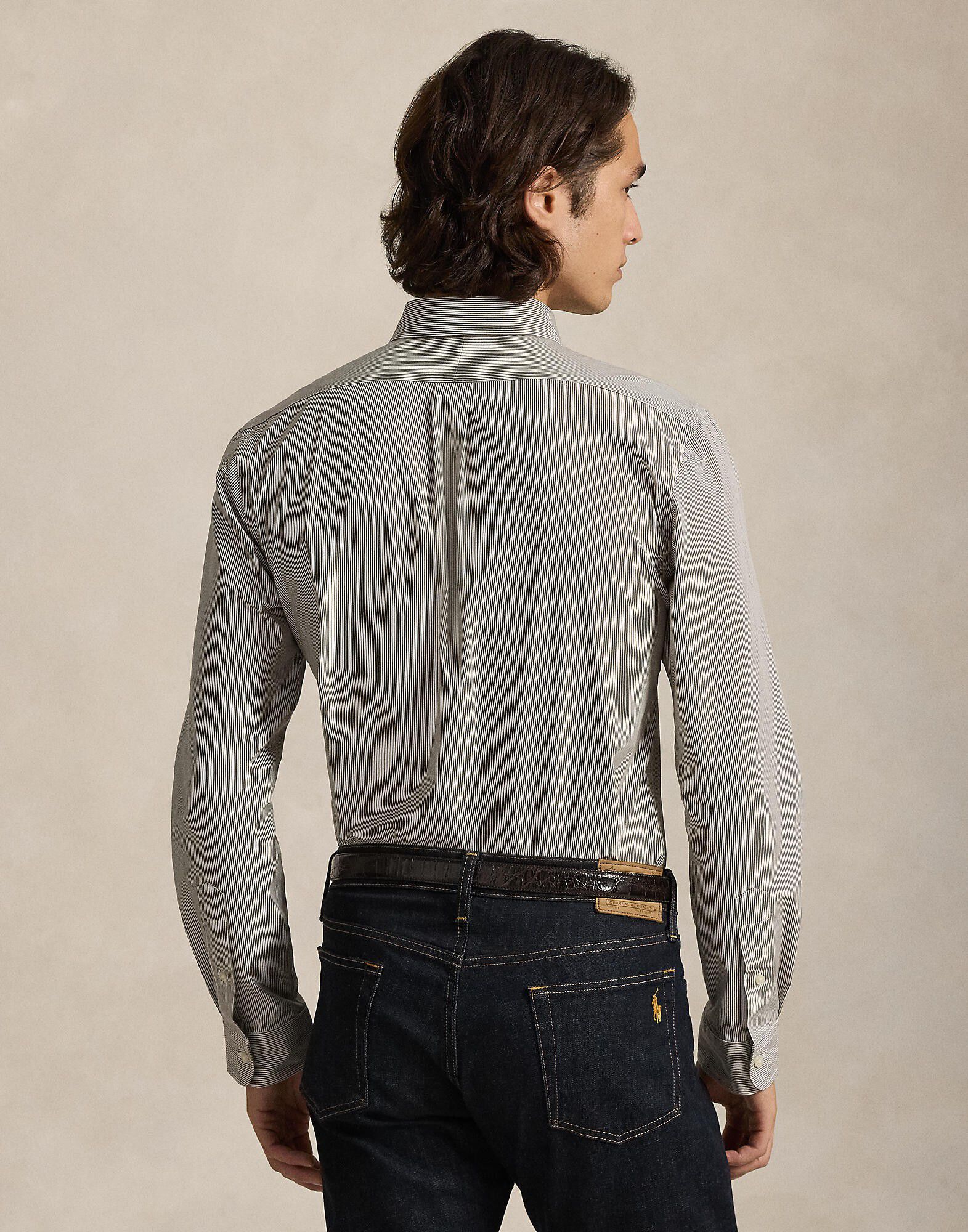 Slim Fit Striped Stretch Poplin Shirt