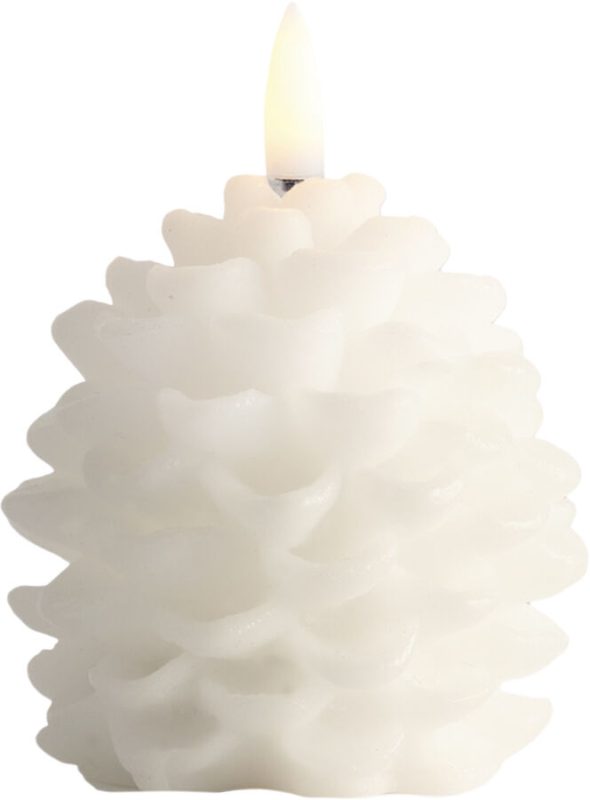 LED candle Pine cone, Nordic White, Smooth, 7x7 cm