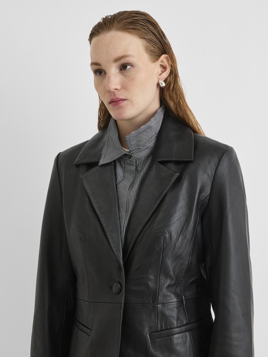Rouharley L/S Leather Blazer/Ev/Pf