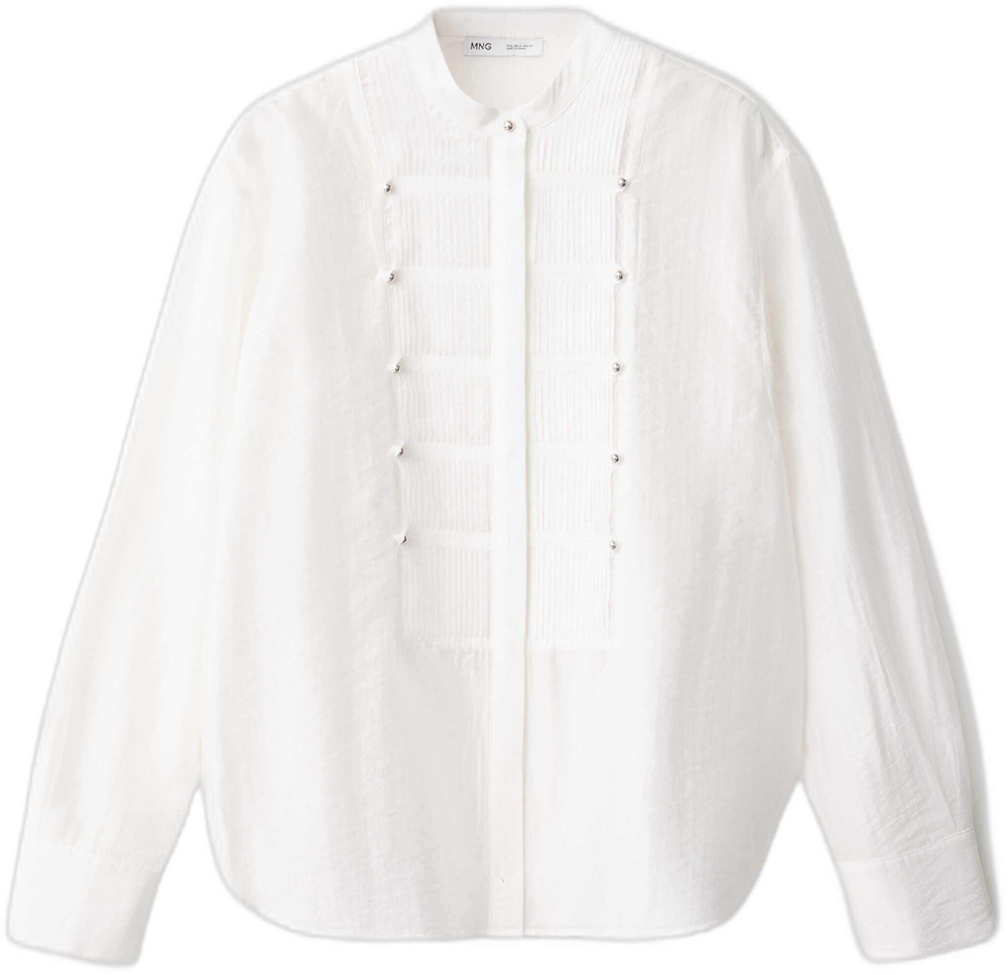 Shirt with pintuck detailing and bu