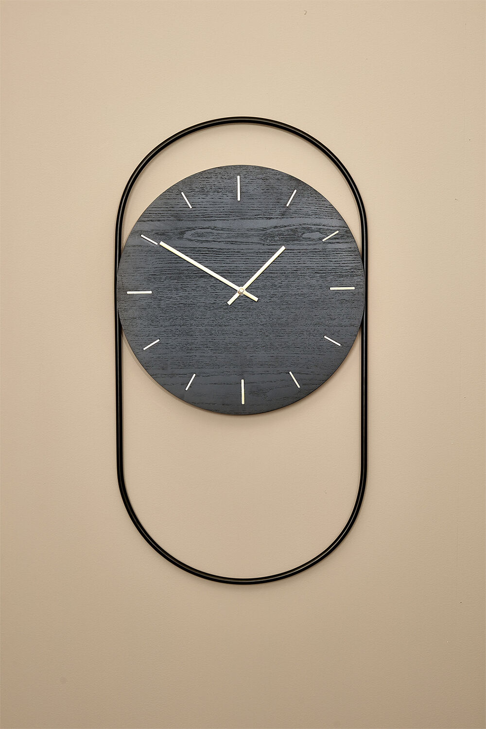 A-Wall Clock - Black with black metal ring
