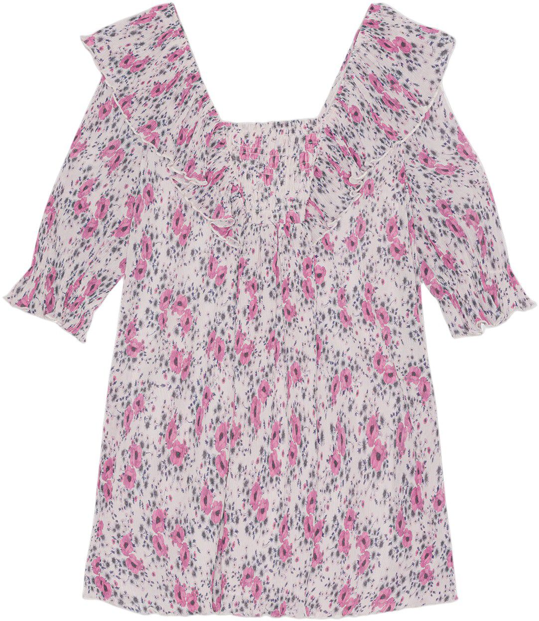 Pleated Georgette Ruffle Mini Dress