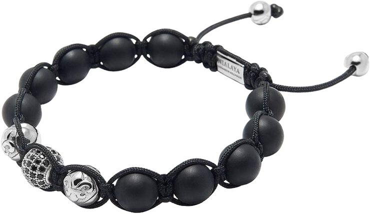 Men's Beaded Bracelet with Matte Onyx and