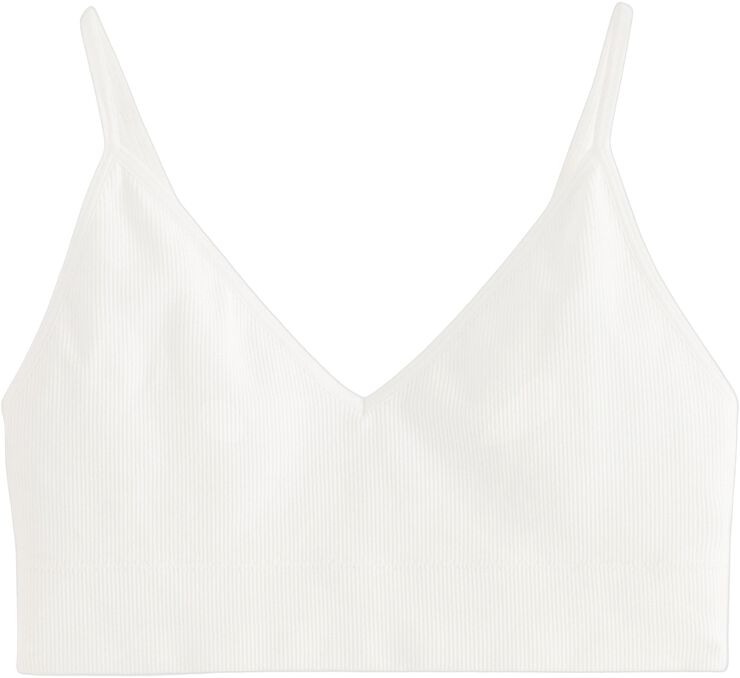 Mjuk ribbad bh utan sömmar med v-ringning