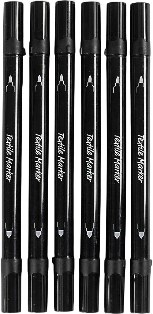 Tekstiltusch, streg 2,3+3,6 mm, 6 stk.