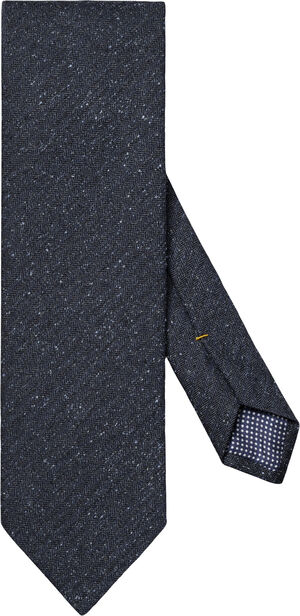Navy Blue Herringbone Wool Cotton Silk Tie