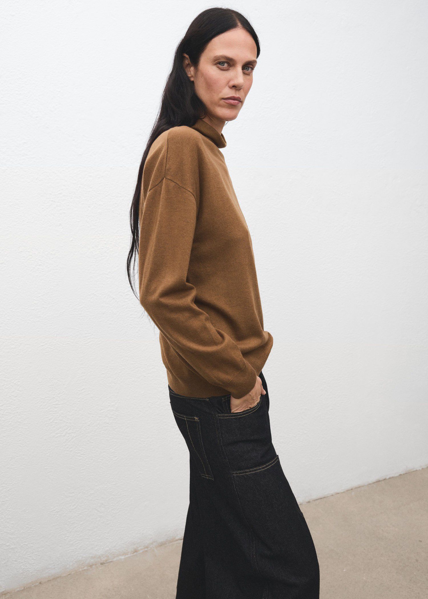 Cable-knit turtleneck sweater