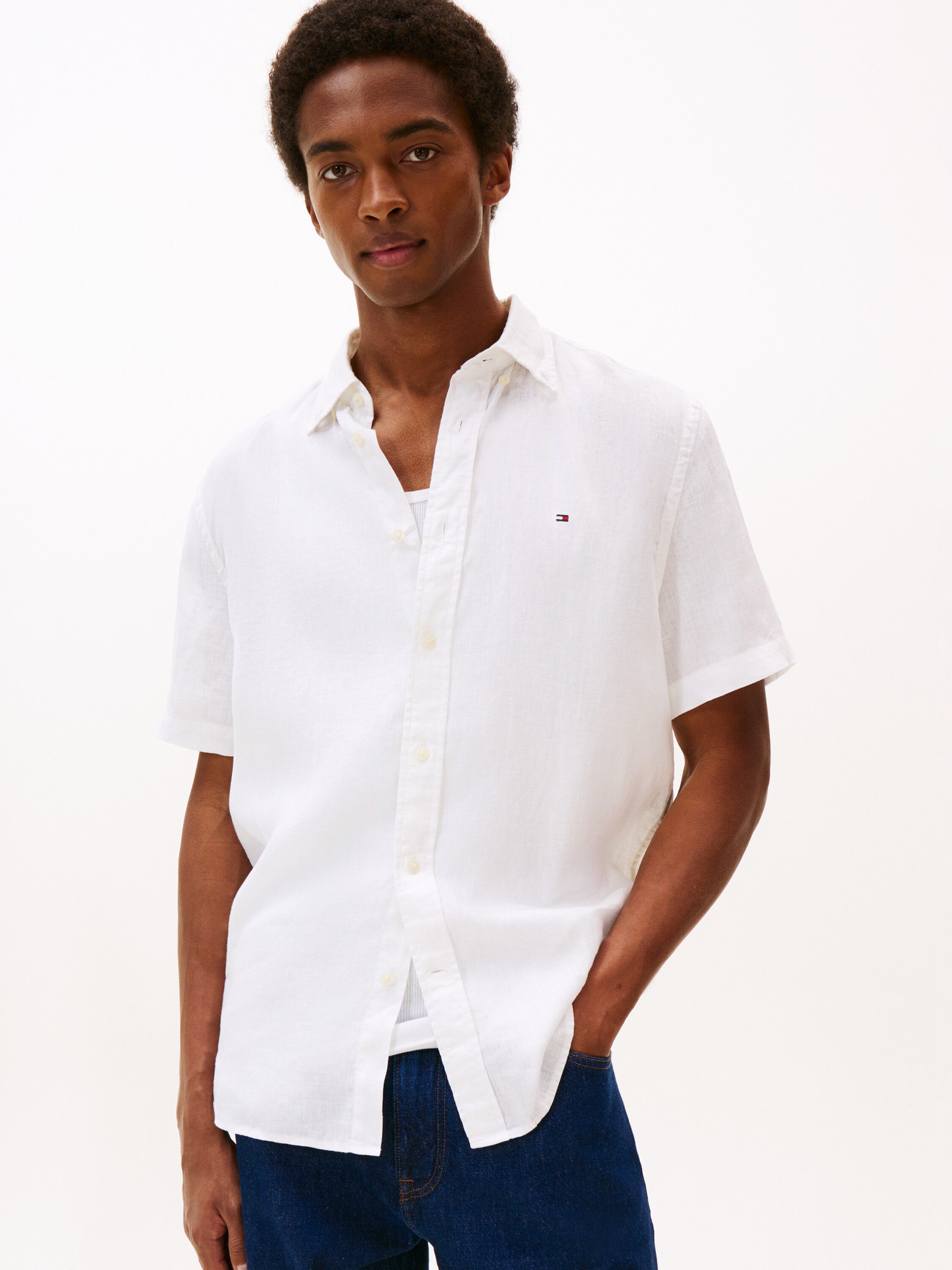 Regular Fit Washed Linen Short Sleeve Shirt