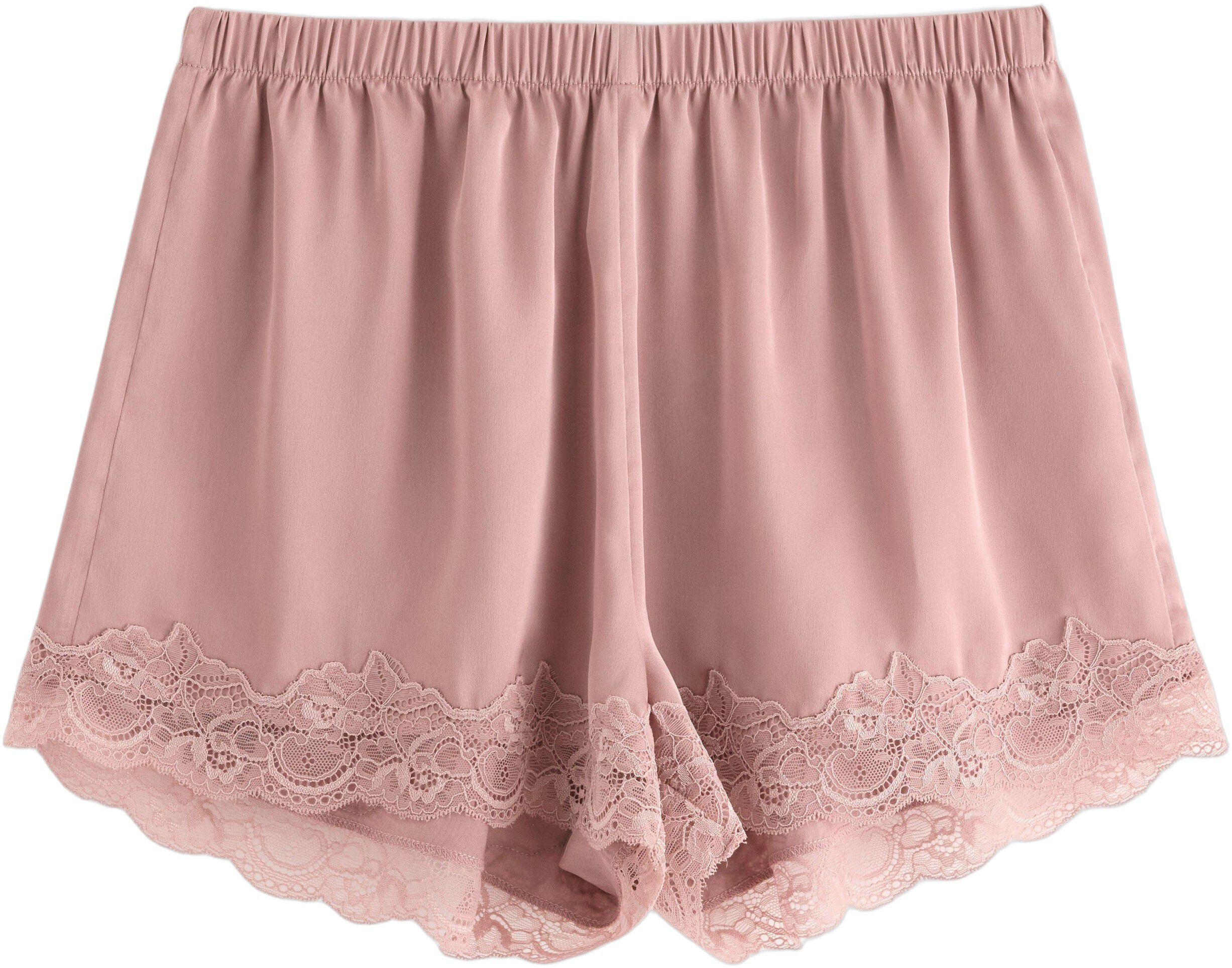 Mjuka pyjamasshorts i satin med spe