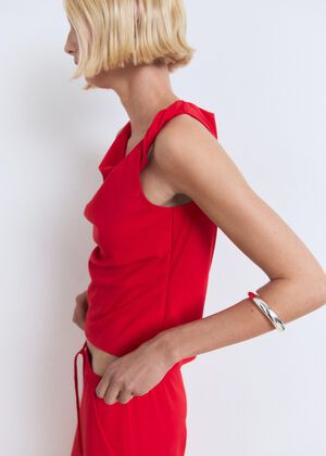 Asymmetrical draped top with straps