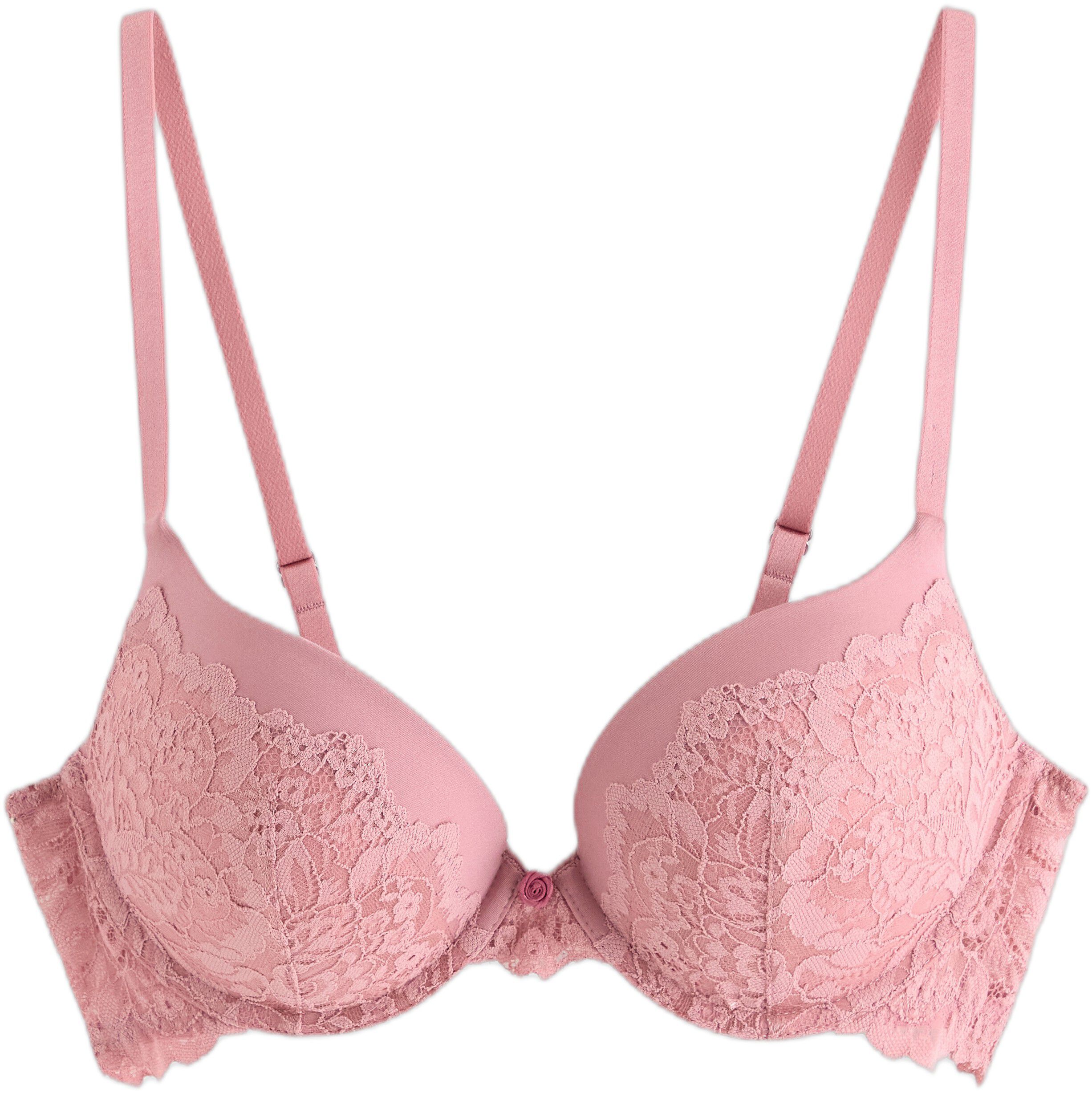 Push-up bra with lace and mesh.