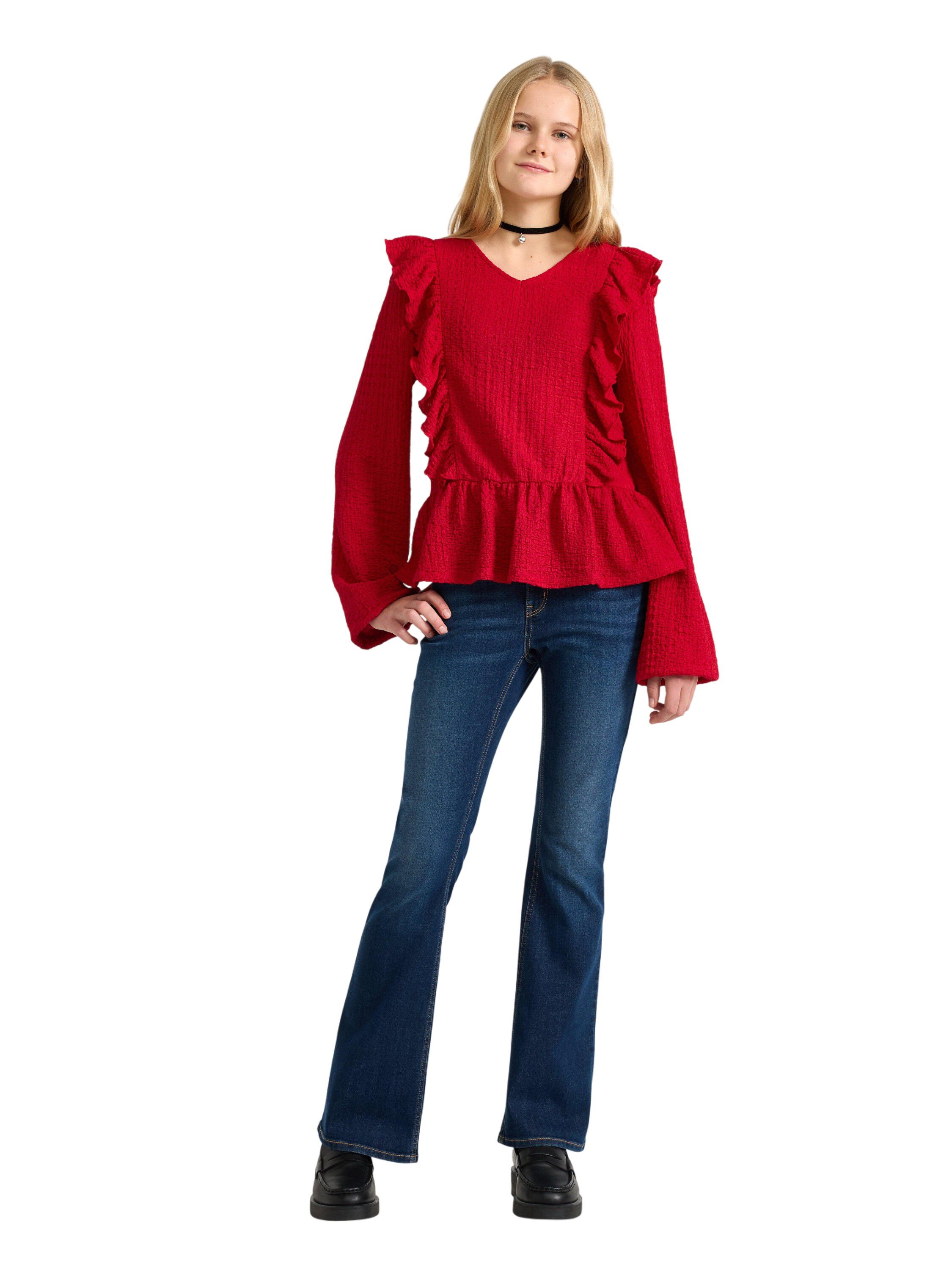 Top i jersey med tekstur, samt lang