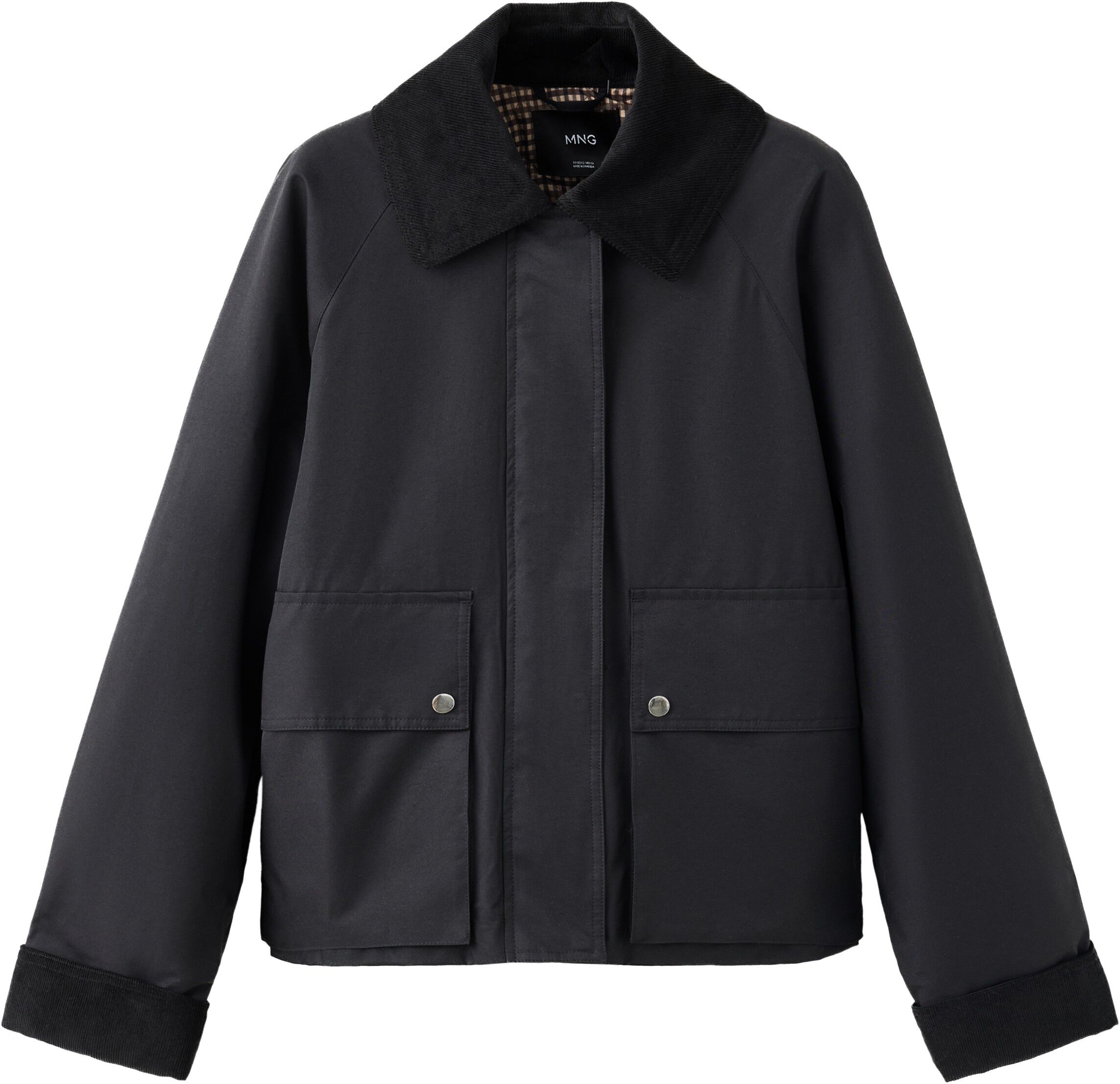 Cotton parka with corduroy collar