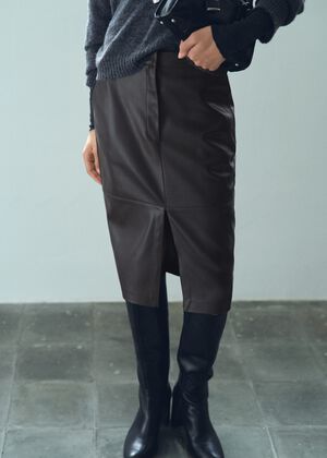 Leather-effect pencil skirt